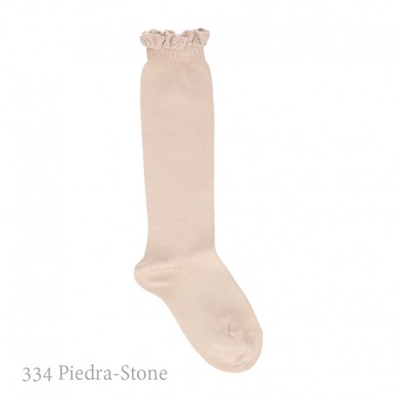 Calcetín Alto Punto Liso Con Puntilla En Puño De Condor. 334-piedra 2