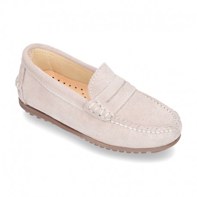 Mocasín Antifaz Mayores Piso Conductor En Serraje. 41 Gris Perla