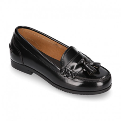 Mocasín Niña Colegial Con Borlas En Piel Antik. 39 Negro características