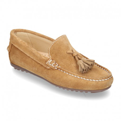 Mocasín Borlas Mayores Piso Conductor En Piel Serraje. 34 Beige precio