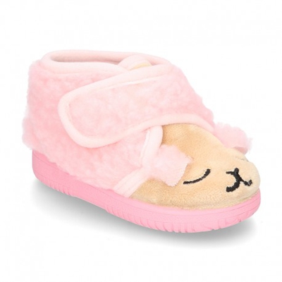 Botita De Casa Sin Cordones Ovejita En Lana. 19 Rosa