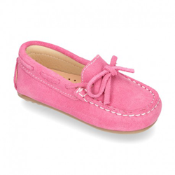 Mocasín Lazos Peques Piso Conductor En Piel Serraje. 21 Rosa precio