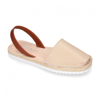 Menorquina Mujer Con Tira Tipo Alpargata En Piel. 39 Beige