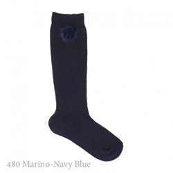 Calcetín Niña Alto Liso Con Pompon Pelo Condor. 480-marino 6 características