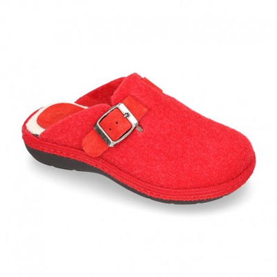 Zapatilla Casa Niños Okaa Zueco En Lana De Colores. 33 Rojo