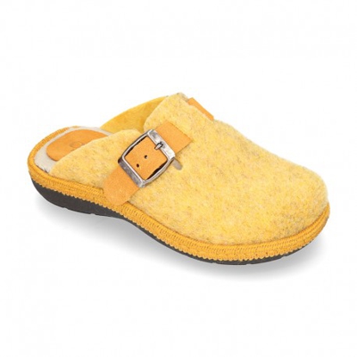 Zapatilla Casa Niños Okaa Zueco En Lana De Colores. 37 Mostaza