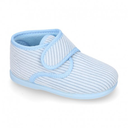 Botita De Casa Niños Sin Cordones Pana Fina. 25 Celeste en oferta