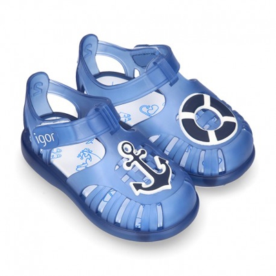 Cangrejera Niños Con Diseño Náutico Y Cierre Adherente Para Playa Y Piscina. 18 Azul Marino