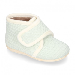 Botita Casa Niños Sin Cordones En Lona Cuadrillé. 20 Verde Agua precio