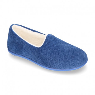 Zapatilla Casa Niños Cerrada En Lana Cuadrillé. 29 Azul