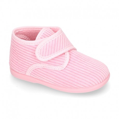 Botita De Casa Niños Sin Cordones Pana Fina. 29 Rosa