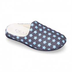 Zapatilla Casa Niños Abierta En Pana Con Estrellas. 37 Azul Marino precio