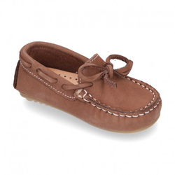 Mocasín Lazos Peques Piso Conductor En Piel Nobuck. 23 Topo precio