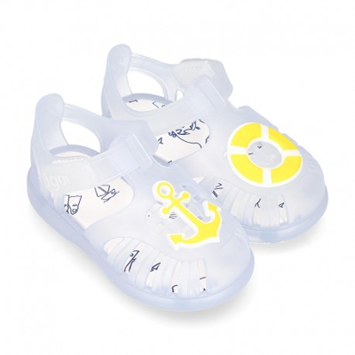 Cangrejera Niños Con Diseño Náutico Y Cierre Adherente Para Playa Y Piscina. 19 Blanco