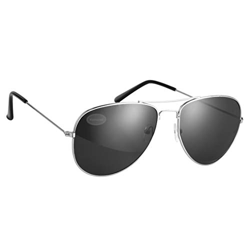 Komonee Pilot Style Plateado Con Negro Lente Gafas De Sol Unisexo UV400 Proteccion en oferta