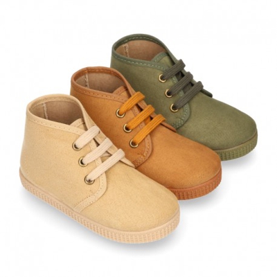 Botita Niños Casual Con Cordones En Serratex. 18 Cuero