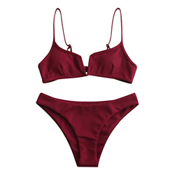 ZAFUL - Conjunto de bikini de dos piezas para mujer con cable acolchado en V características