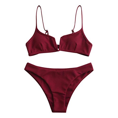 ZAFUL - Conjunto de bikini de dos piezas para mujer con cable acolchado en V