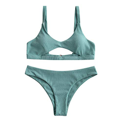 ZAFUL Bikini de cintura baja para mujer. azul L en oferta