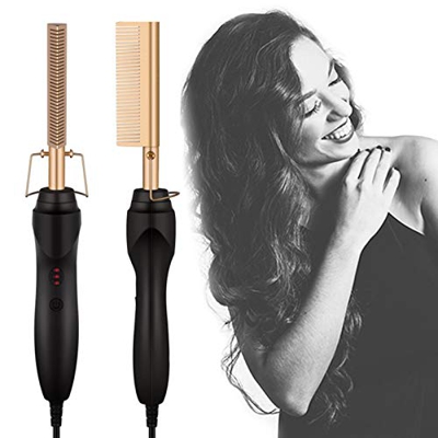 Peine caliente, peine eléctrico, peine cálido, peine alisador para el cabello, con calor y 3 ajustes de temperatura, alisador portátil de viaje, multi