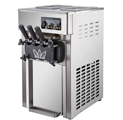 BuoQua Máquina de Helados Profesional Soft Heladera Maquina Helados Soft Comercial Maquina Helados Soft YKF-8228T con 2 + 1 Sabores Vertical 2200W Máq características