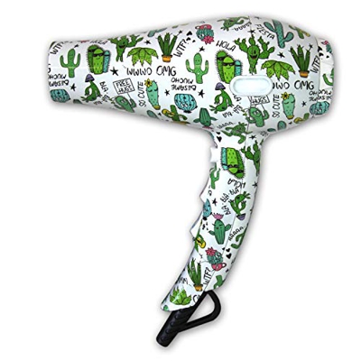 Secador de cabello LIM HAIR VR 4.0 PROFESIONAL con diseño estampado CACTUS 2000 W TOURMALINE IONICO, 3 metros cable, 2 boquillas, larga vida en uso pr
