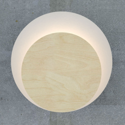 Aplique Circle, blanco, placa de madera clara en oferta