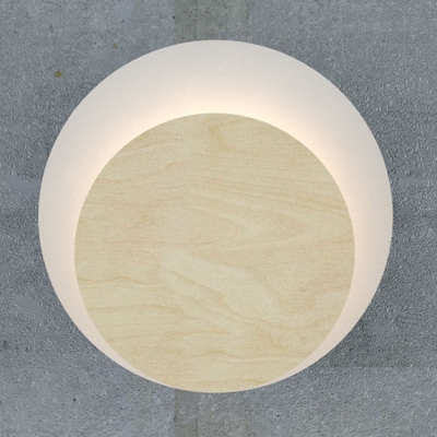 Aplique Circle, blanco, placa de madera clara