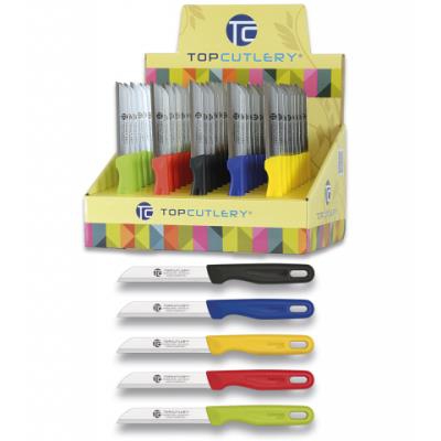 Expositor De 40 Piezas Top Cutlery, 8 Cuchillos Peladores De Microfilo Exclusivo De 5 Diferentes Colores, Hoja De 8 Cm, 17344