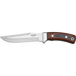 Cuchillo Joker Gamo con puño de madera roja y hoja MOVA de 15,5 cm, con funda de cuero, 290 gr, CR46 + tarjeta multiusos de regalo características
