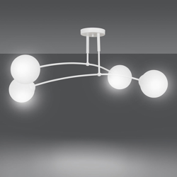 Lámpara de techo Pregos 4, 4 luces, blanca en oferta