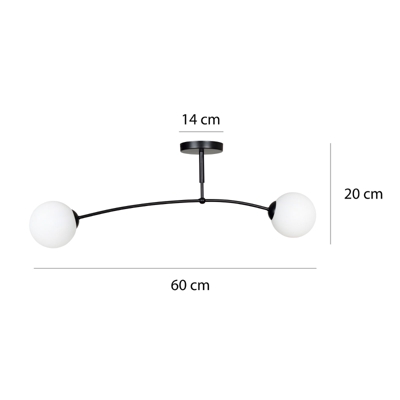 Lámpara de techo Pregos 2, 2 luces, negro