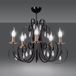 Lámpara de araña Foreman 5, 5 luces, negro-cobre en oferta