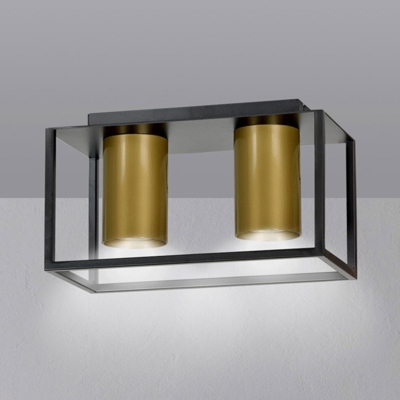 Foco de techo Tiper con marco, 2 luces, negro-oro