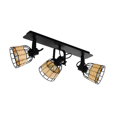 Foco de techo Anwick 1, decoración ratán, 3 luces