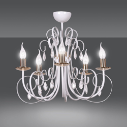 Lámpara de araña Foreman 5, 5 luces, blanco-cobre en oferta