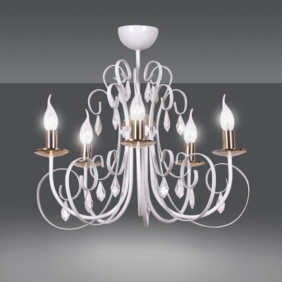 Lámpara de araña Foreman 5, 5 luces, blanco-cobre