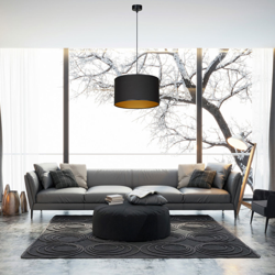 Lámpara colgante Roto 1 negro, pantalla dentro oro en oferta