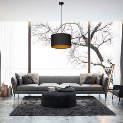 Lámpara colgante Roto 1 negro, pantalla dentro oro