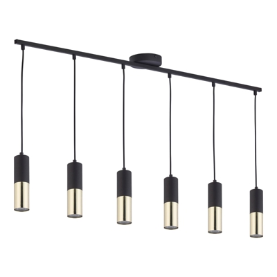 Lámpara colgante Elit, 6 luces, negro/oro