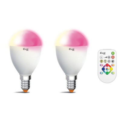iDual One E14 5,3W RGBW set 2 ud, control remoto
