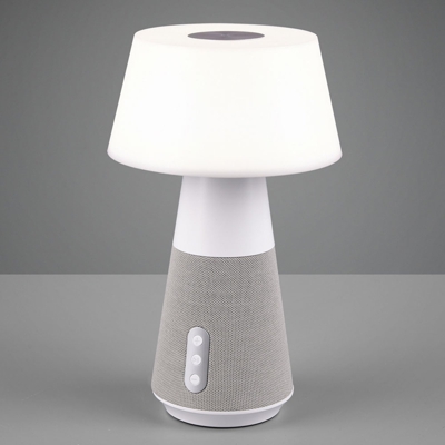 Lámpara de mesa LED DJ con altavoz, blanco/gris