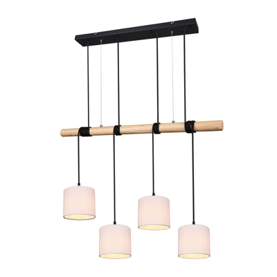 Lámpara colgante Odin, pantallas textiles, 4 luces