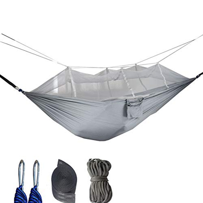 XXCLZ Acampar Hamaca con Mosquitera, Viajes al Aire Libre Hamaca de excursión Que acampa con Mochila,Grey