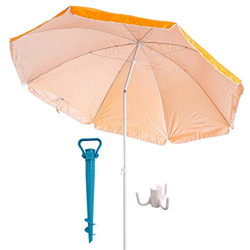 H HANSEL HOME Sombrilla de Playa con Soporte de Tornillo y Percha, Acero, Inclinable, Protección Solar UPF+50 (Naranja, Ø 200 CM) precio
