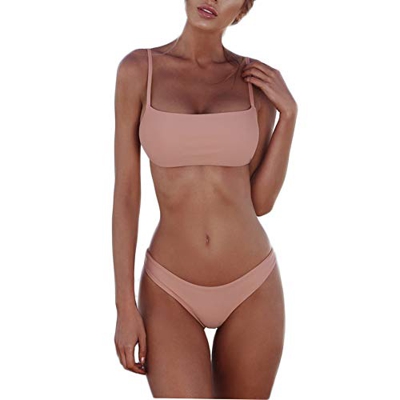 meioro Conjuntos de Bikinis para Mujer Push Up Bikini Traje de baño de Tanga de Cintura Baja Trajes de baño Adecuado Viajes Playa La Natacion (M, Rosa