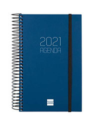 Finocam - Agenda 2021 1 Día página Espiral Opaque Azul Español características