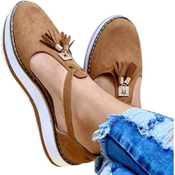 EVR Sandalias Plataformas Planas para Mujer con Correa en El Tobillo Verano Borla Sandalias Transpirable Antideslizante Alpargatas Casual Cómodas Sand precio