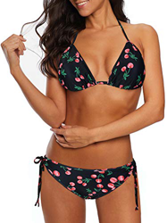 Durio Bikini para mujer, push up sexy, 2 piezas, bikini con triángulo, braguita ancha de cuerpo ajustable rojo cereza 44 en oferta