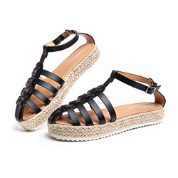 Sandalias Mujer Verano Plataforma Alpargatas Cuña Comodas Zapatos de Vestir Tacón Hebilla Tobillo Cerrado Negro 42 EU precio